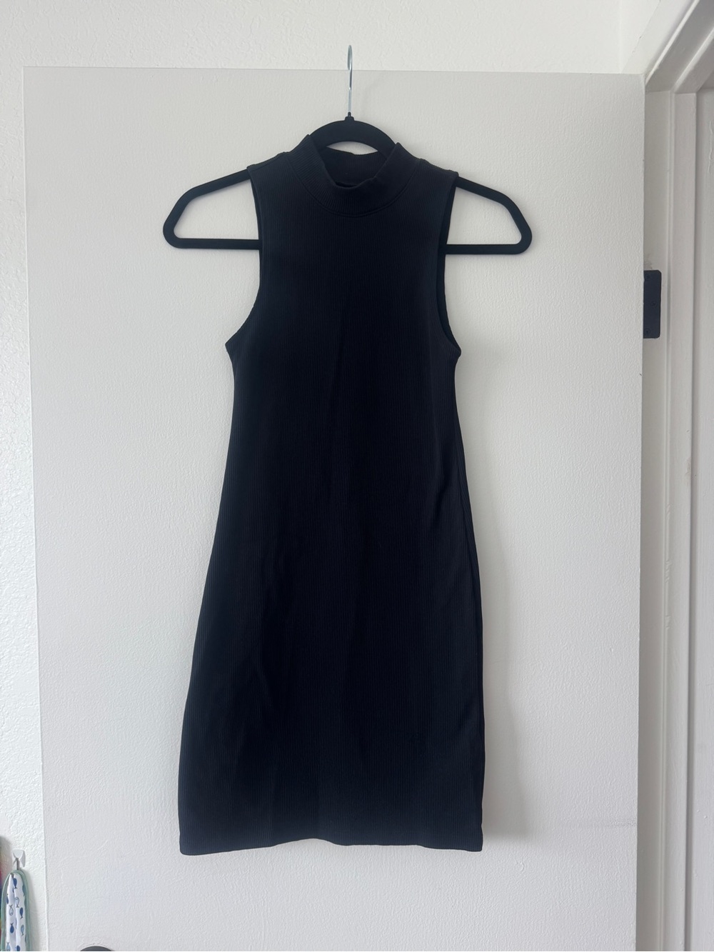 Abercrombie & Fitch Black Ribbed Mock Neck Sleeveless Dress XS